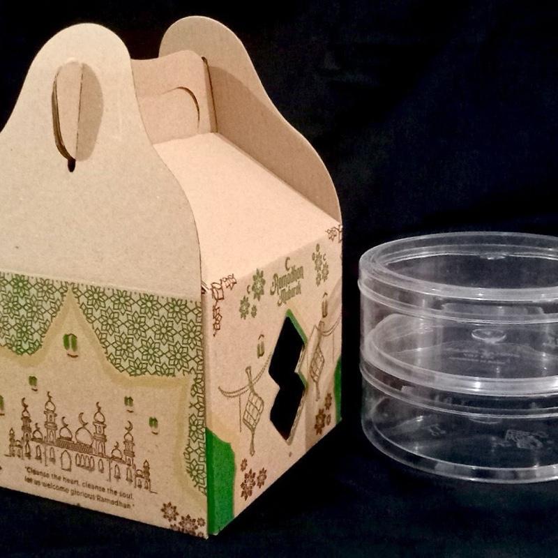 

(10 Pcs)Dus Jinjing 2 Toples 250gr Kotak Kue Kering Lebaran Box Hampers Idul Fitri 13x13x10 Cm