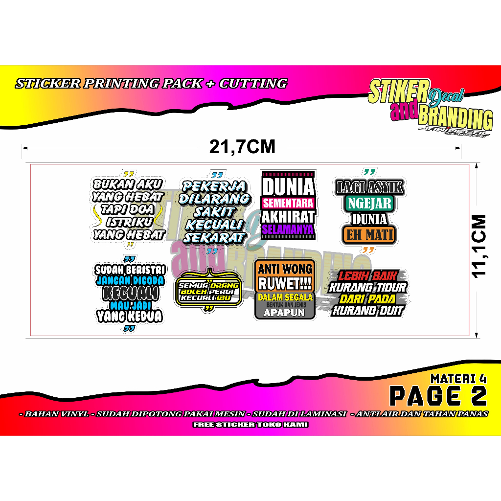 

sticker pack versi 4 , print cut laminasi anti gores anti pudar