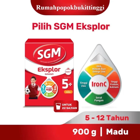 

SGM Eksplor 5+ dengan IronC Susu Bubuk Rasa Madu / Coklat 900GR