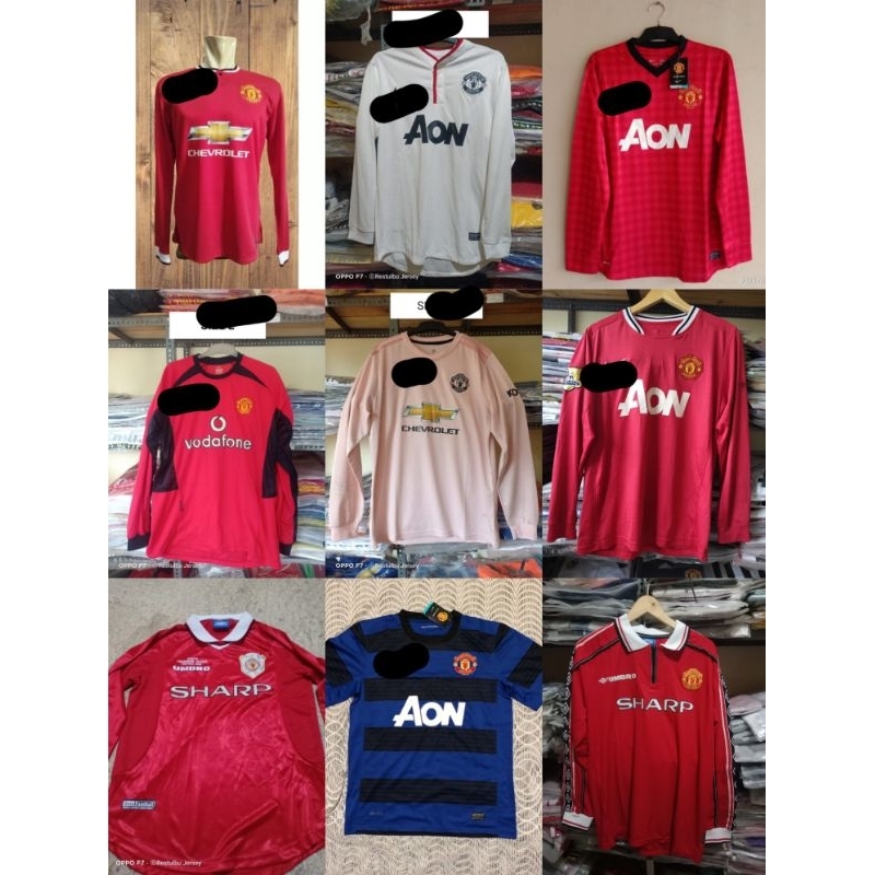 mu emyu mancester unitet Longsleeve lengan pajang home away 1999 2000 2001 2006 2008 2010 2015 2022 