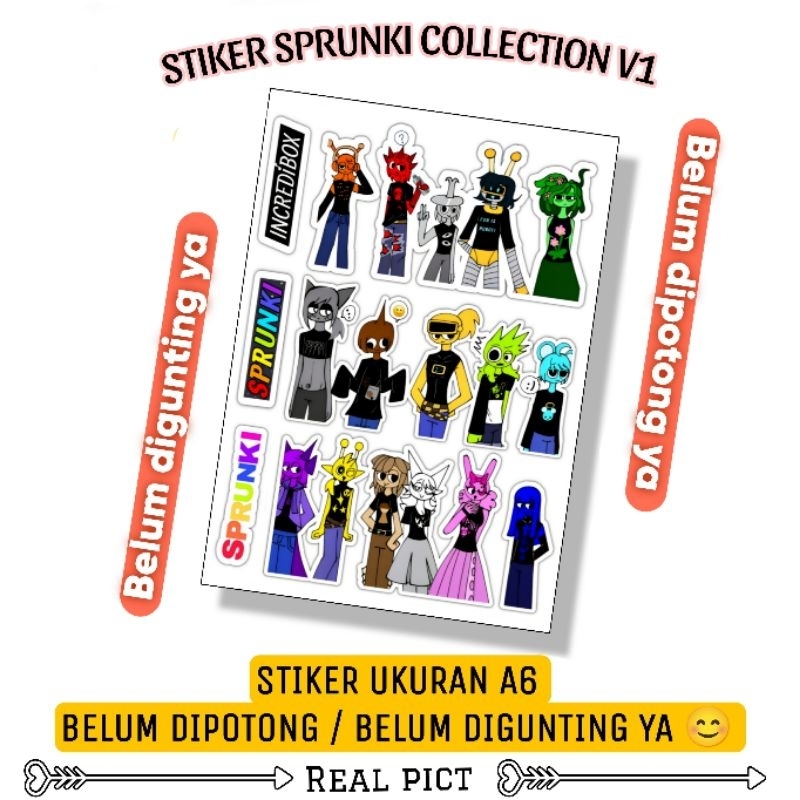 

STIKER SPRUNKI COLLECTION V1 / STIKER BELUM DIPOTONG BAHAN VINYL UKURAN A6 / STICKER SPRUNKI / STIKER KARAKTER LUCU