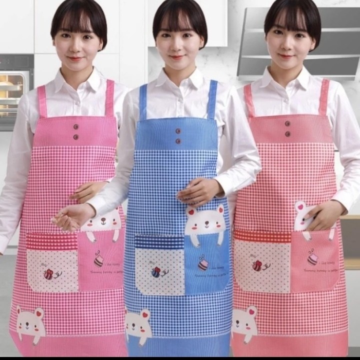 Celemek masak Dewasa / Celemek kain Dewasa motif Beruang / Apron kain Parasut / Celemek Masak Dapur 
