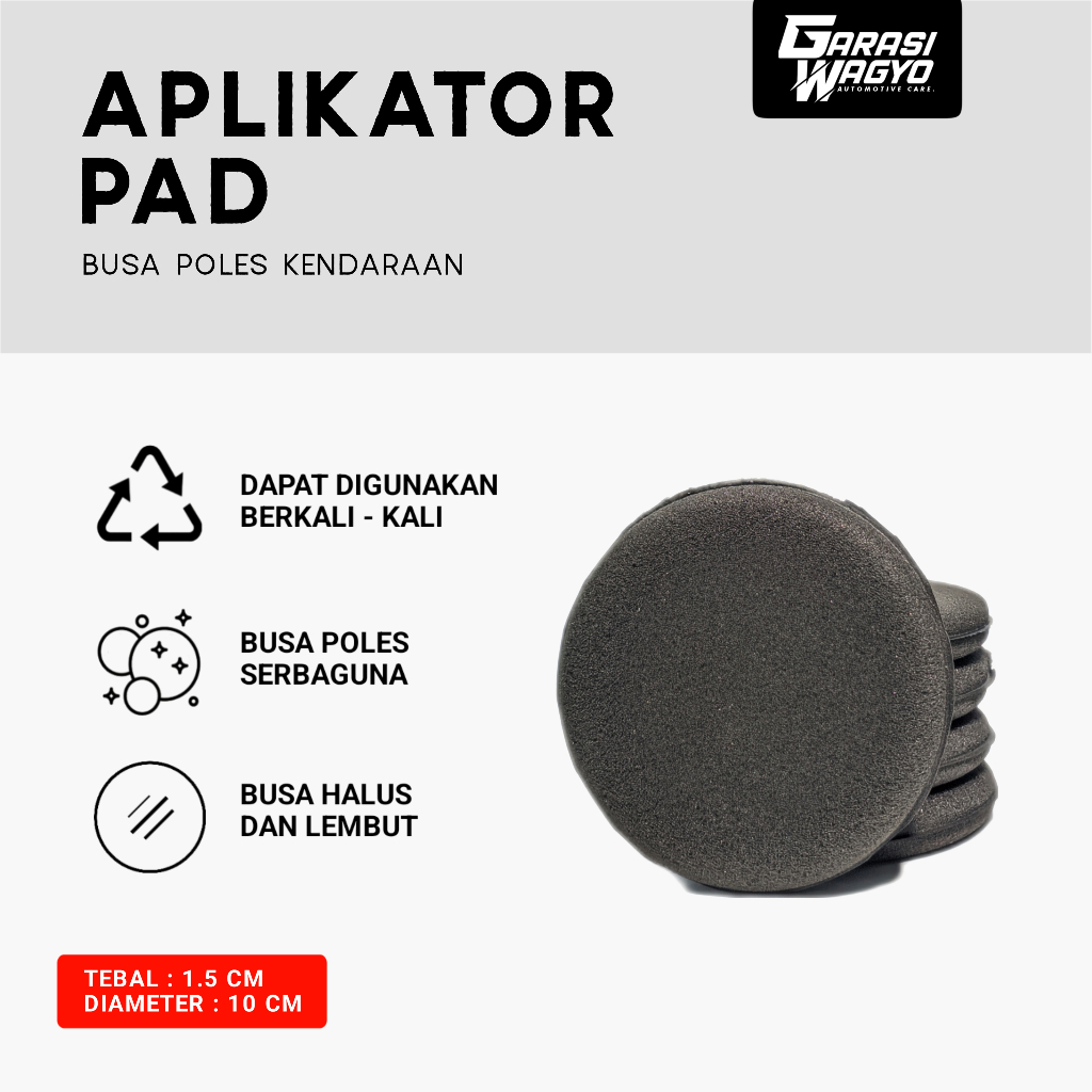 Garasi Wagyo Aplikator Pad | Busa Aplikator Pad Hitam - Aplikator Poles, Wax, Detailing  Spons Poles