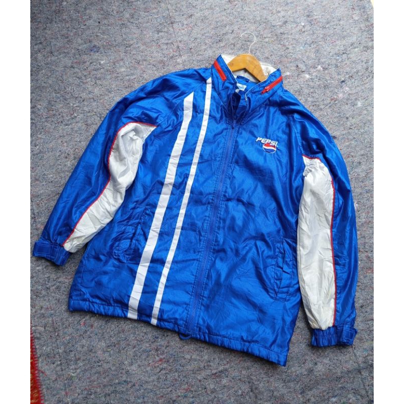 JACKET VINTAGE PEPSI WINDBREAKER BLUE WHITE CAKEP WARNA KLASIK JARANG ADA