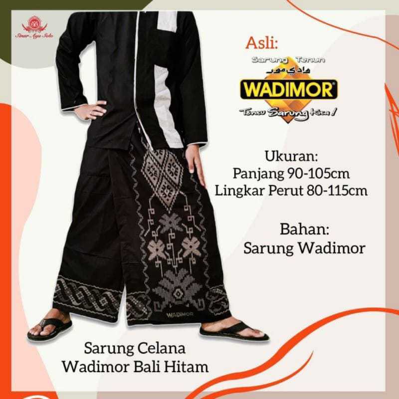 Sarung Celana Pria WADIMOR Bali Motif Kembang Hitam Merah Coklat Biru Hijau