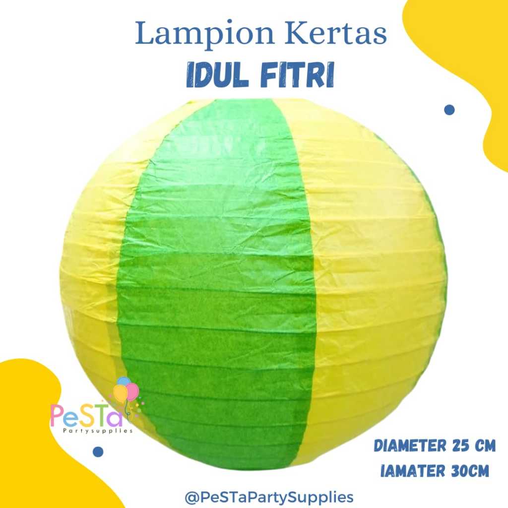 Lampion Kertas Idul Fitri/Lampion Hijau Kuning/Hiasan Idul Fitri/Lampion Idul Fitri/Lampion Lebaran/