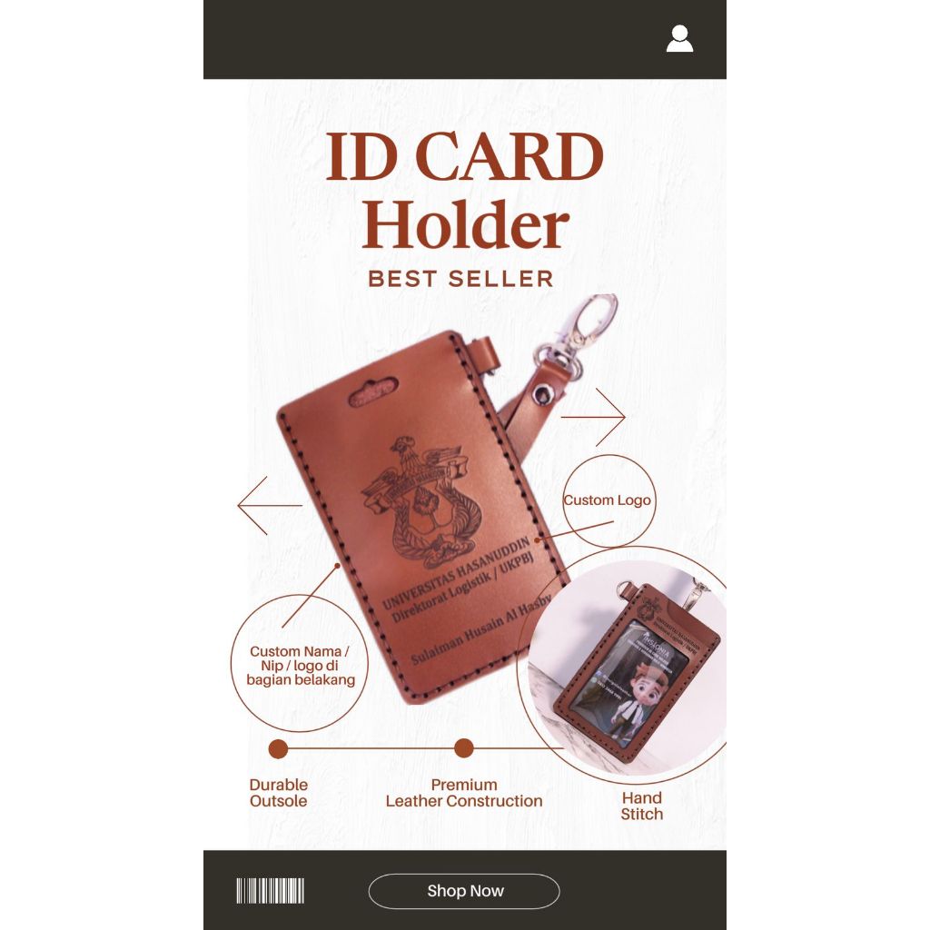 

LANYARD, NAMTAG, ID CARD HOLDER KULIT ASLI , CUSTOM DESIGN
