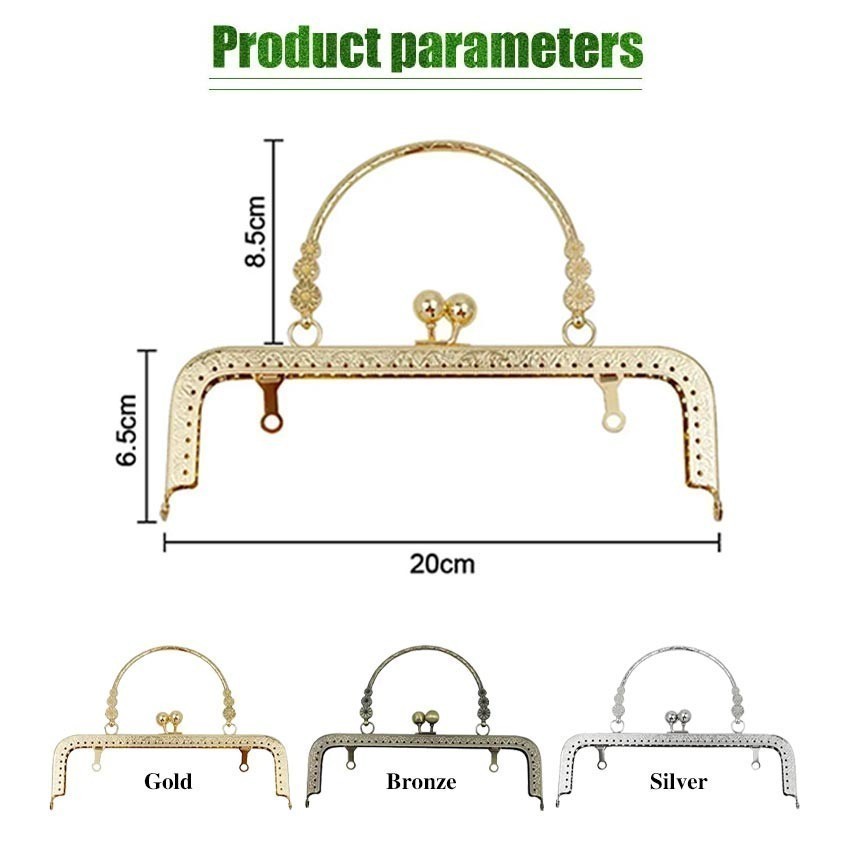 NEW 20cm Frame Behel Tas Rajut Gagang Tas Rajut Pegangan Tas Handle Handle Tas Besi Behel Tas Manik