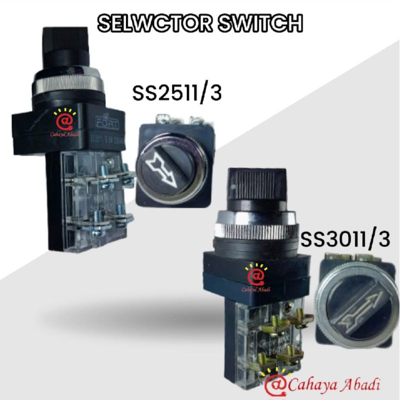 Selector Switch 25mm 30mm 2 posisi 3 posisi SS2511/2 SS2511/3 SS3011/3