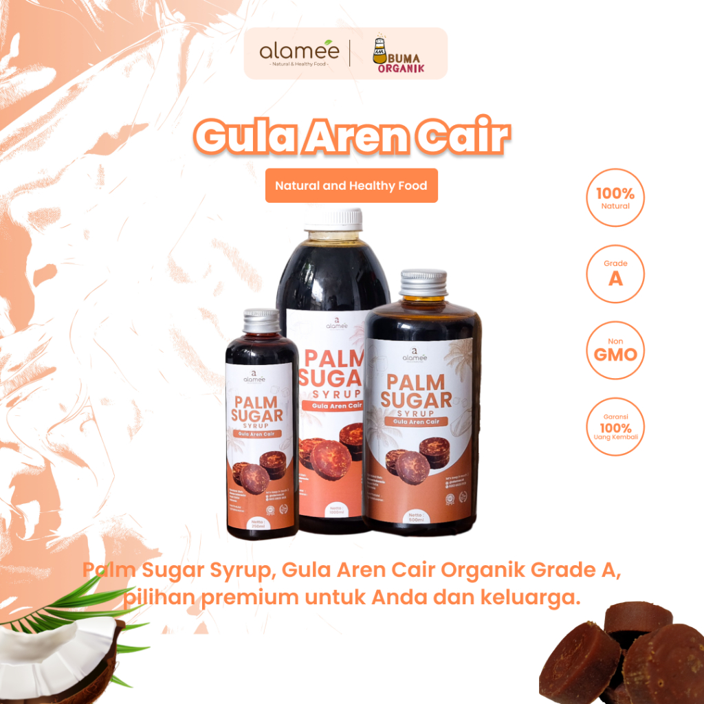 

Gula Aren Cair Syrup Palm Sugar Organic Liquid Organik Pure Murni Barista Brown Sirup Natural Gula aren cair 250ml & 500ml