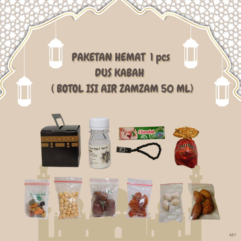 

1 pcs paketan hemat KABAH untuk oleh oleh haji dan umroh ( botol isi air zam zam 50 ml )