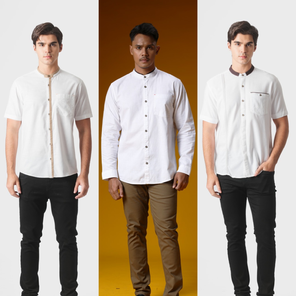 EMBA DENIM - Kemeja Koko Baju Muslim Pria White Collections