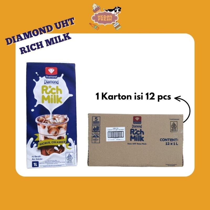 

Susu UHT Rich Milk 1 Liter (Richer, kreamier) 1 ctn isi 12 pcs