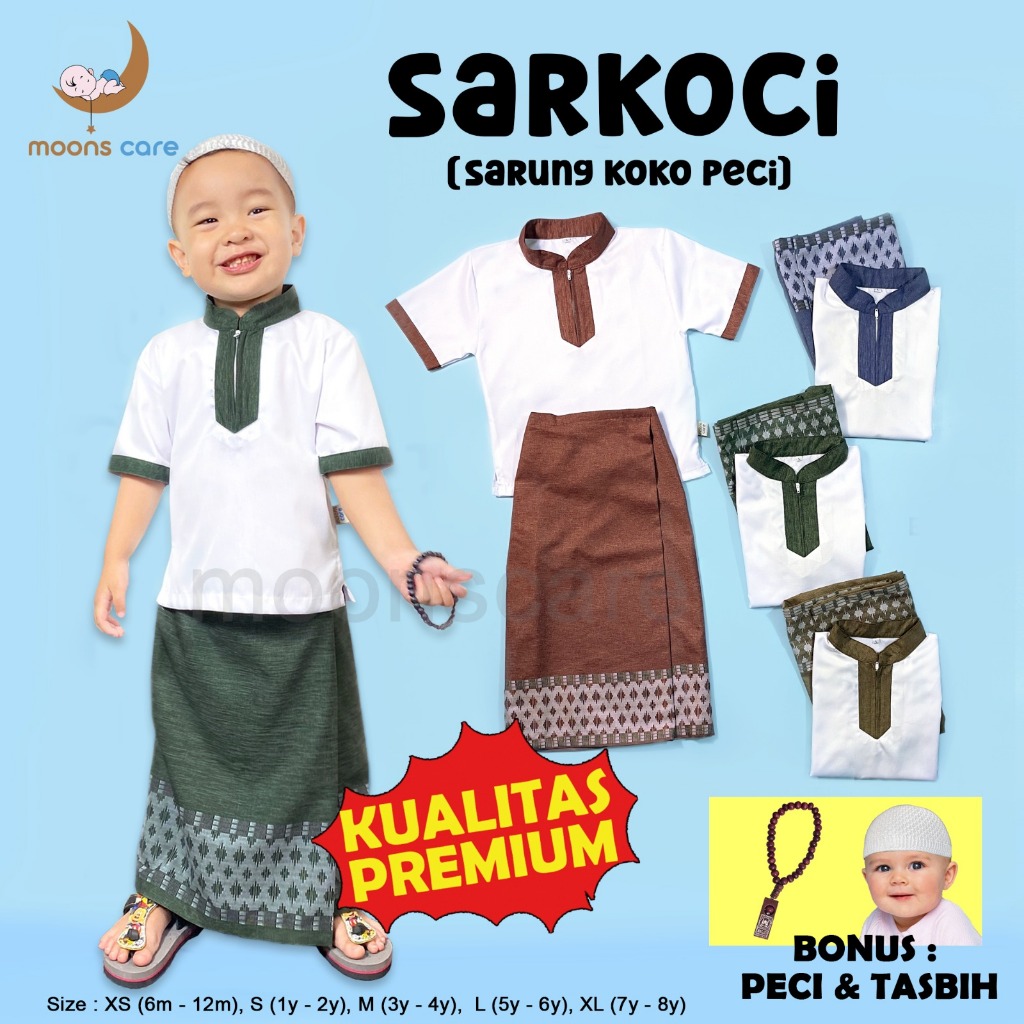 Sarung set koko Peci Dita Sarkoci Dita anak murah grosir sarung instan sarung celana, baju muslin an
