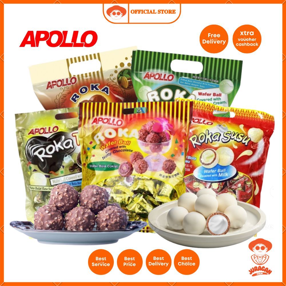 

Apollo Roka Wafer Ball 50pcs 300gram/250gram All Varian Cokelat