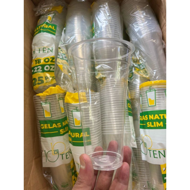 GELAS CUP PLASTIK 18OZ SLIM TENTEN
