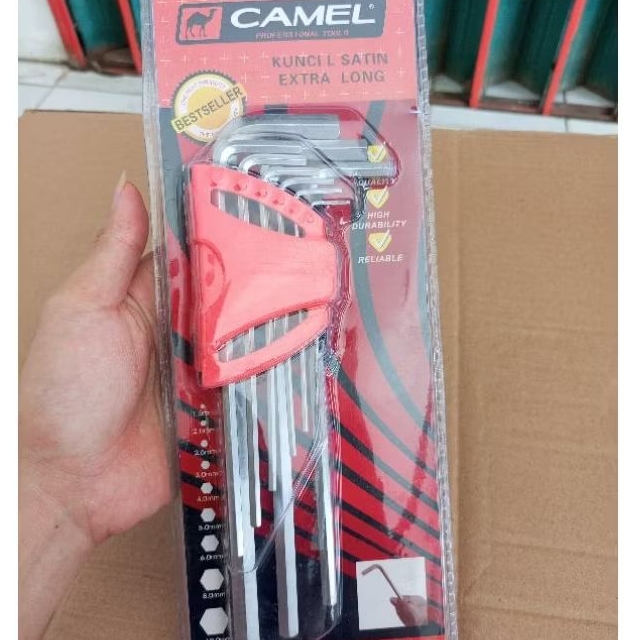 Kunci L Set Isi 9Pcs Hexagon CAMEL / Kunci L Merk Camel 1set