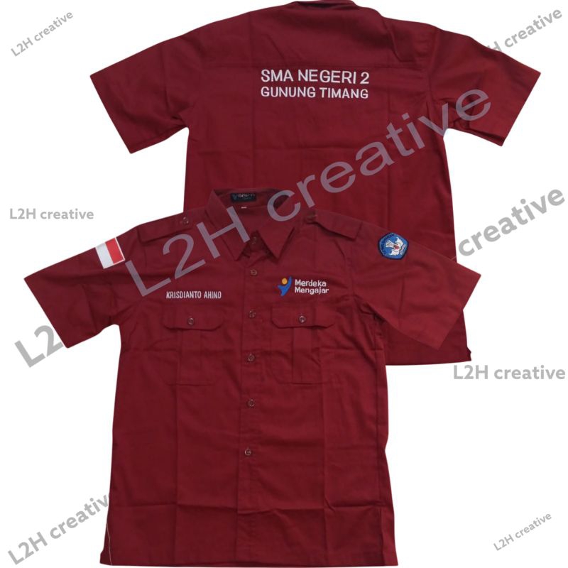 baju seragam pdh Merdeka Mengajar bordir nama SEKOLAH