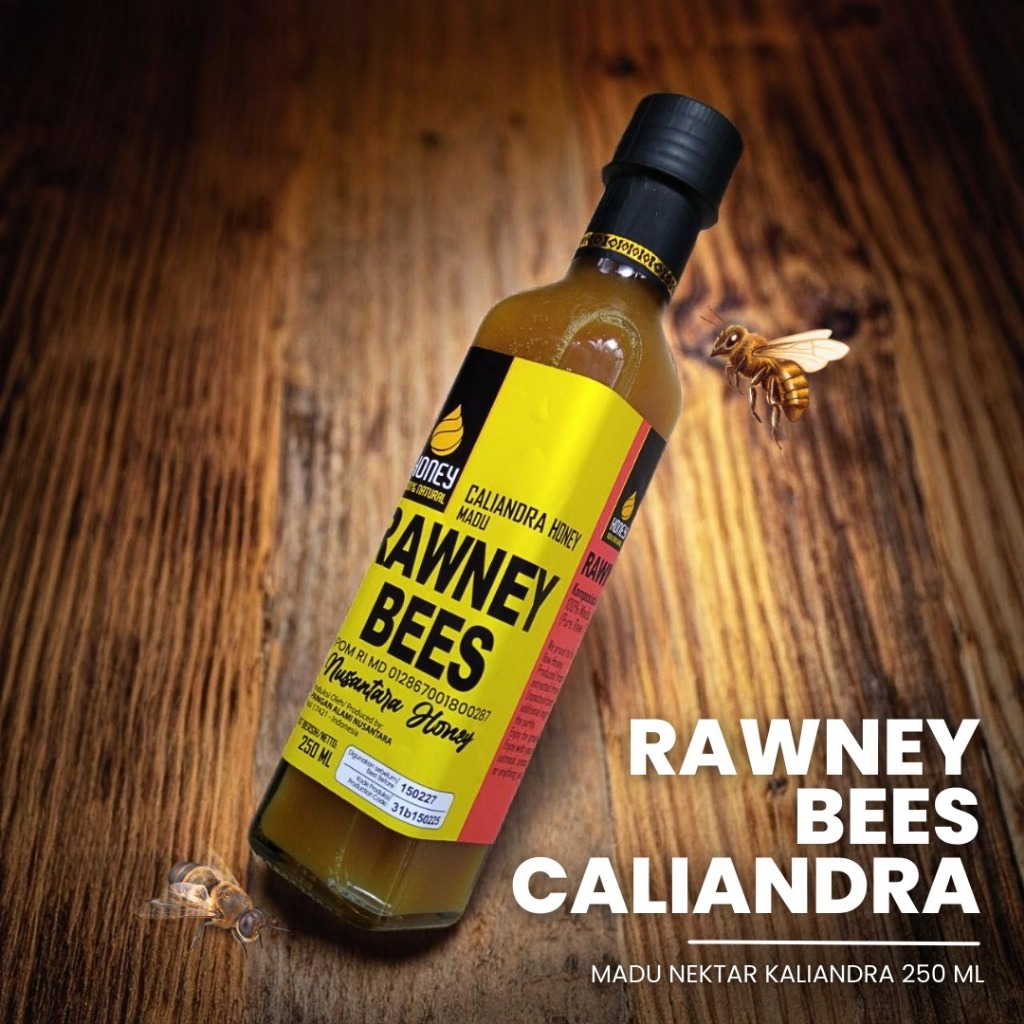 

RAW Honey Rawney Bees Madu Nektar Kaliandra Asli Murni 250 ML Botol Kaca