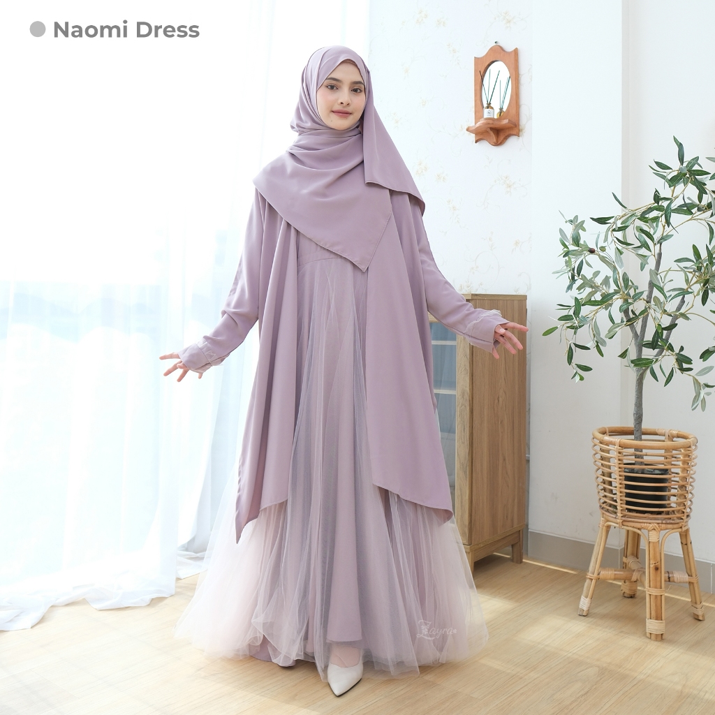 Zayra Hijab | Naomi - Dress Gamis Wanita Syari Brokat Tile Kondangan Lebaran Melayu Jumbo Mewah Eleg