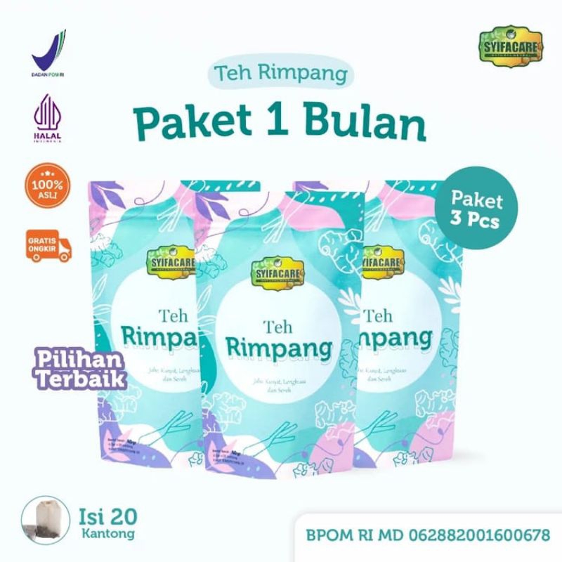 

COD Paket 1 Bulan (3 pcs) TEH RIMPANG BPOM Syifacare Ala JAR - Teh Pelangsing Herbal