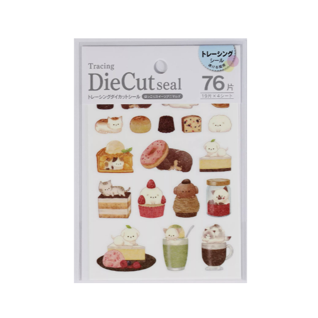 

Kyowa Tracing Die Cut Stickers Cat Dog Dessert