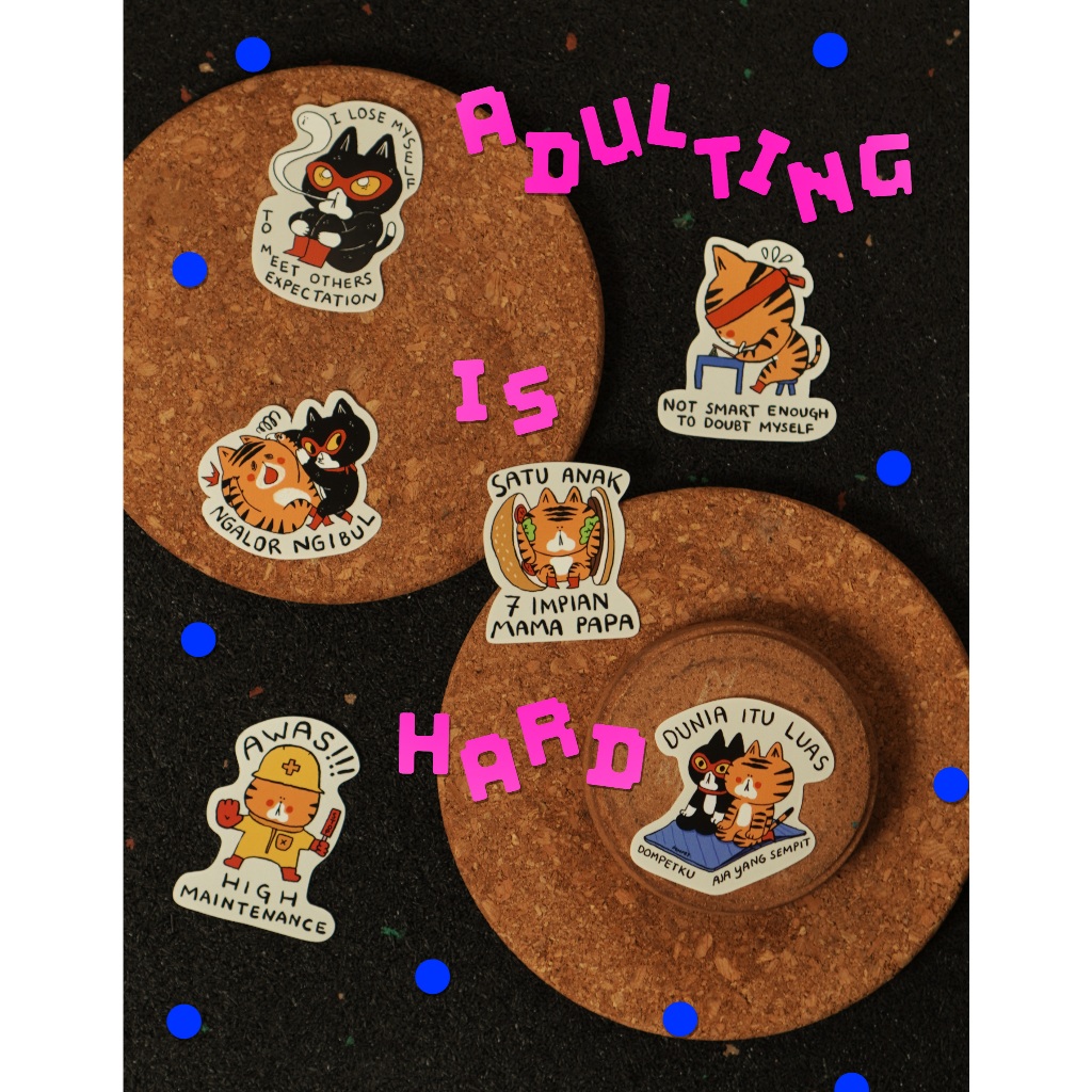 

Vinyl Sticker of Kocheng Oyen & Keling : Adulting is HARD (akan diupdate terus sampai 30)