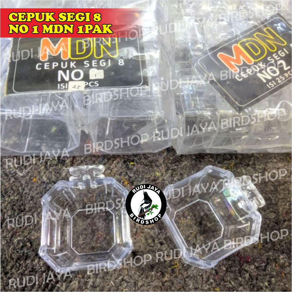 CEPUK SEGI 8 BENING TANPA TUTUP 1 PAK ISI 25 PCS TEMPAT WADAH PAKAN MAKANAN MINUM BURUNG MURAI KACER