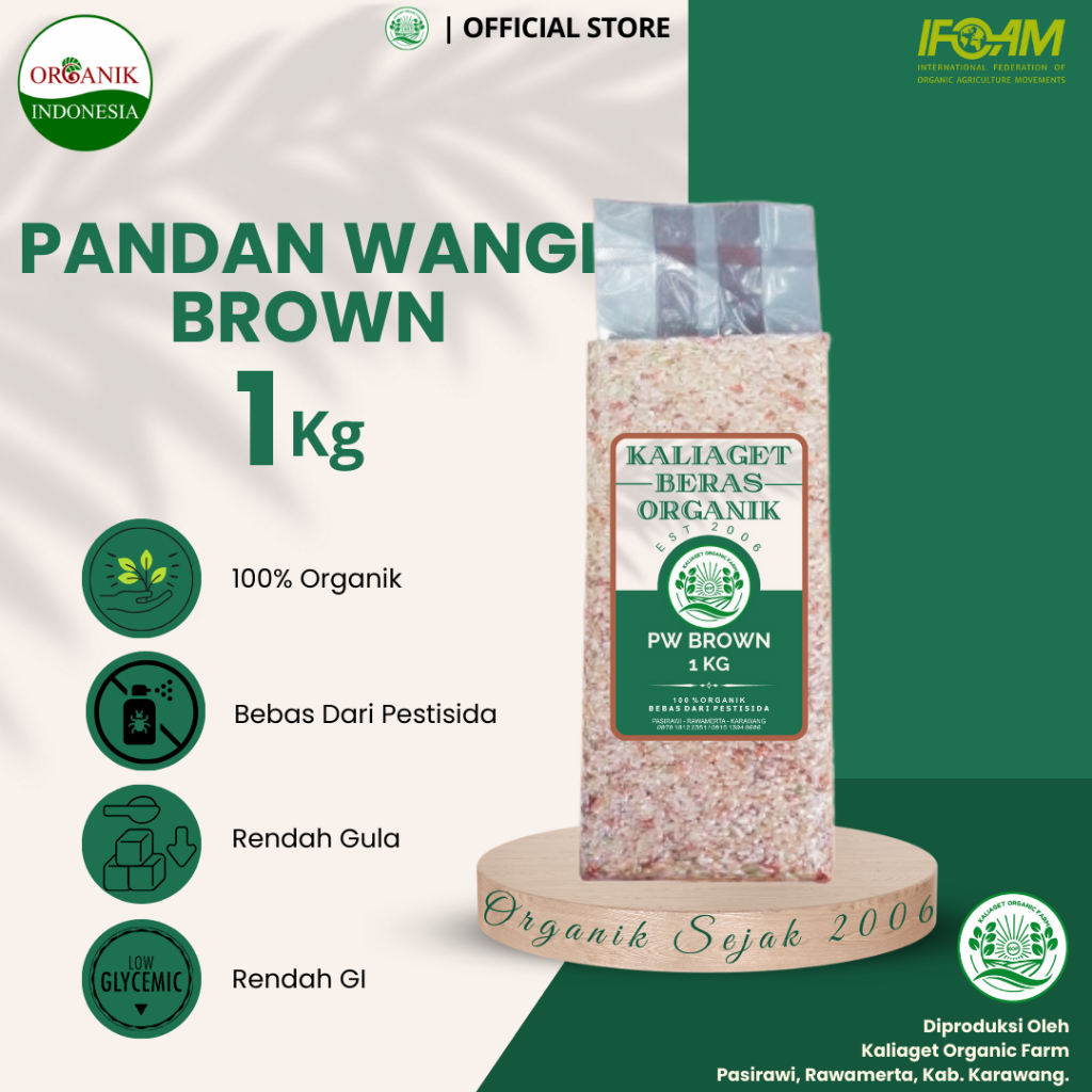 

Kaliaget Beras Organik PW Brown/Coklat 1 Kg (Pecah Kulit)