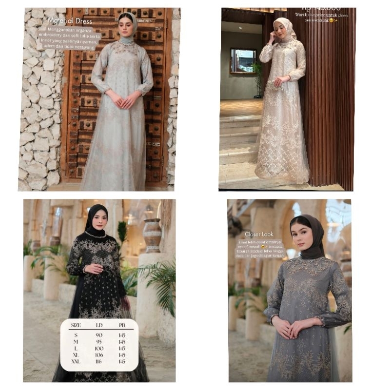 SIAP KIRIM MECCA EMBROIDERY LUXURY DRESS BY KALEELA ID X JAVINA OFFICIAL