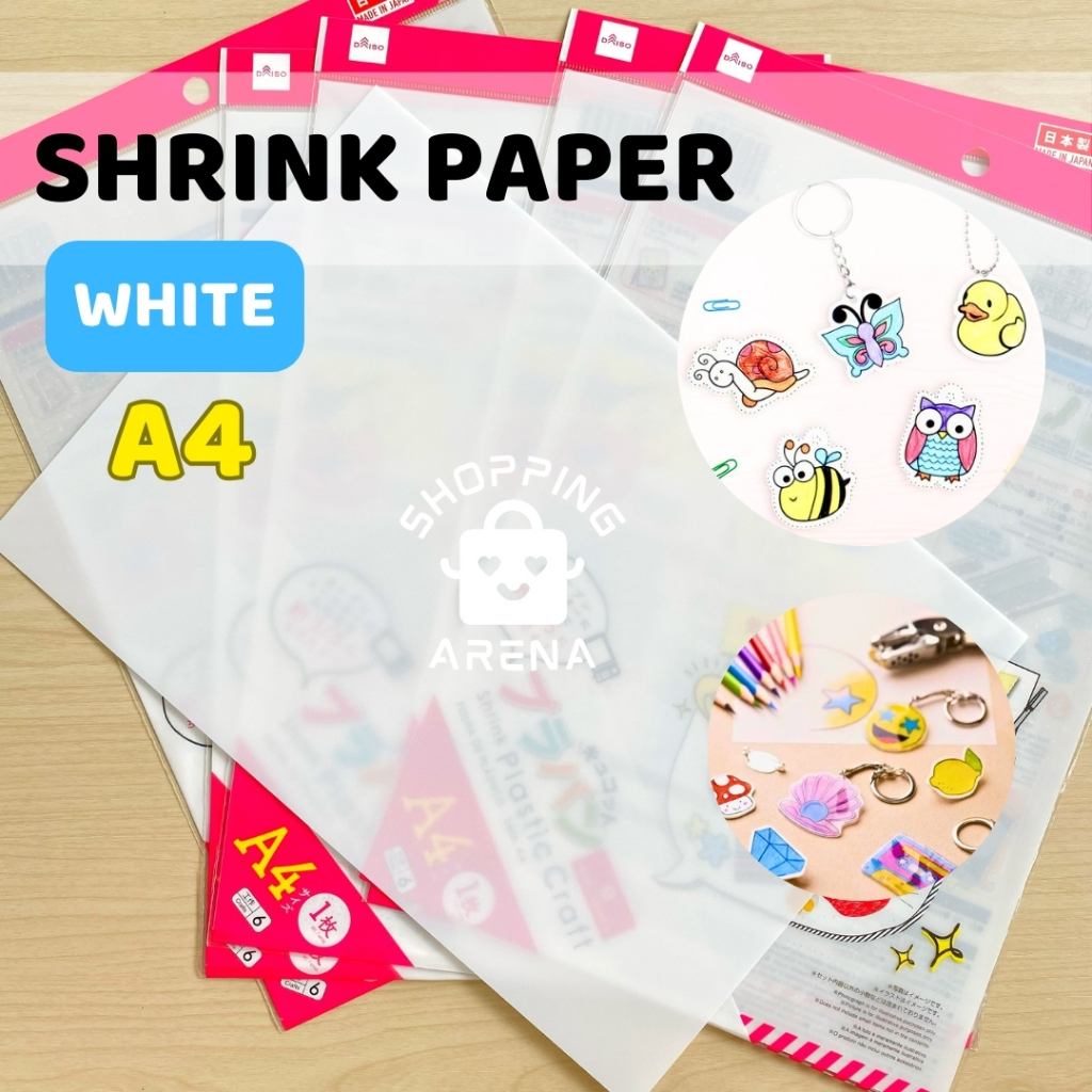 

Shrink Paper WHITE Ukuran A4 Shrink Plastic Warna PUTIH Tebal 0.3mm Tekstur Licin Premium DIY Menggambar Gantungan Kunci Oil Based Marker Keychain Dipanaskan Heat Gun Oven Plastik Kerajinan Bahan Polystyrene Iron Kualitas Bagus Shopping Arena Malang