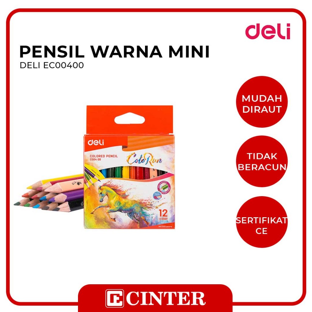 

DELI - PENSIL WARNA / PERLENGKAPAN MENGGAMBAR / PENSIL COLOUR MINI EC00400 12WARNA