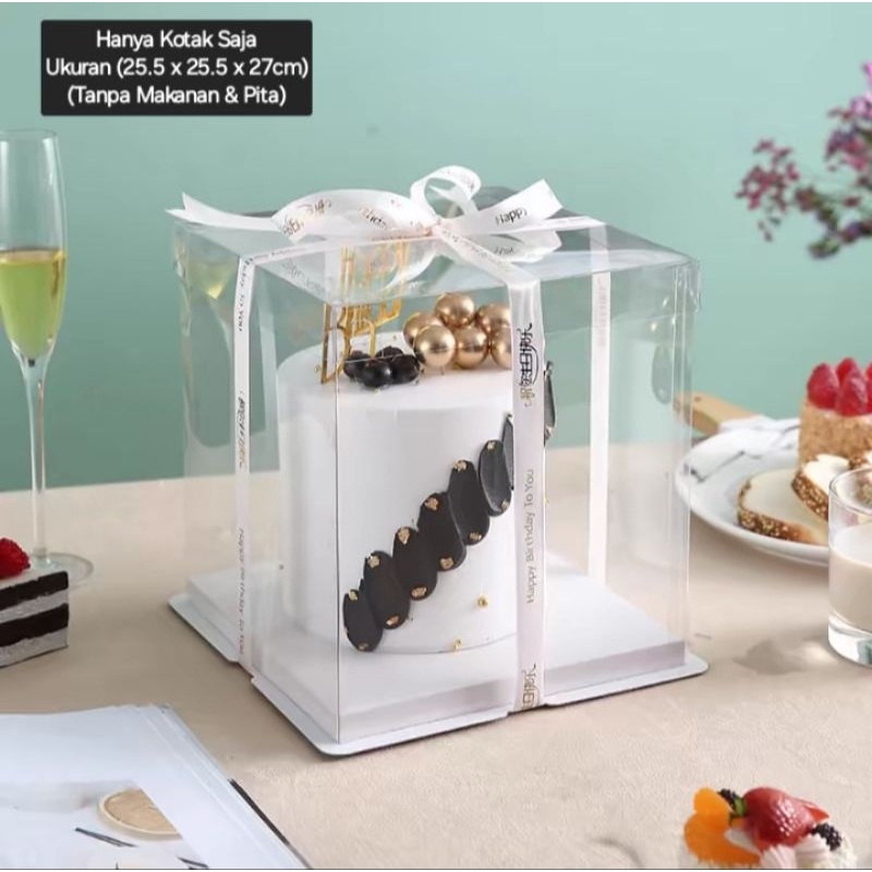 

Cake Box 25,5x25,5x27cm | Kotak Mika Transparan | Box Mika Transparan | Kotak Kue | Flower Box | Souvenir Box | Box Birthday Cake | Gift Box | Kotak Hadiah