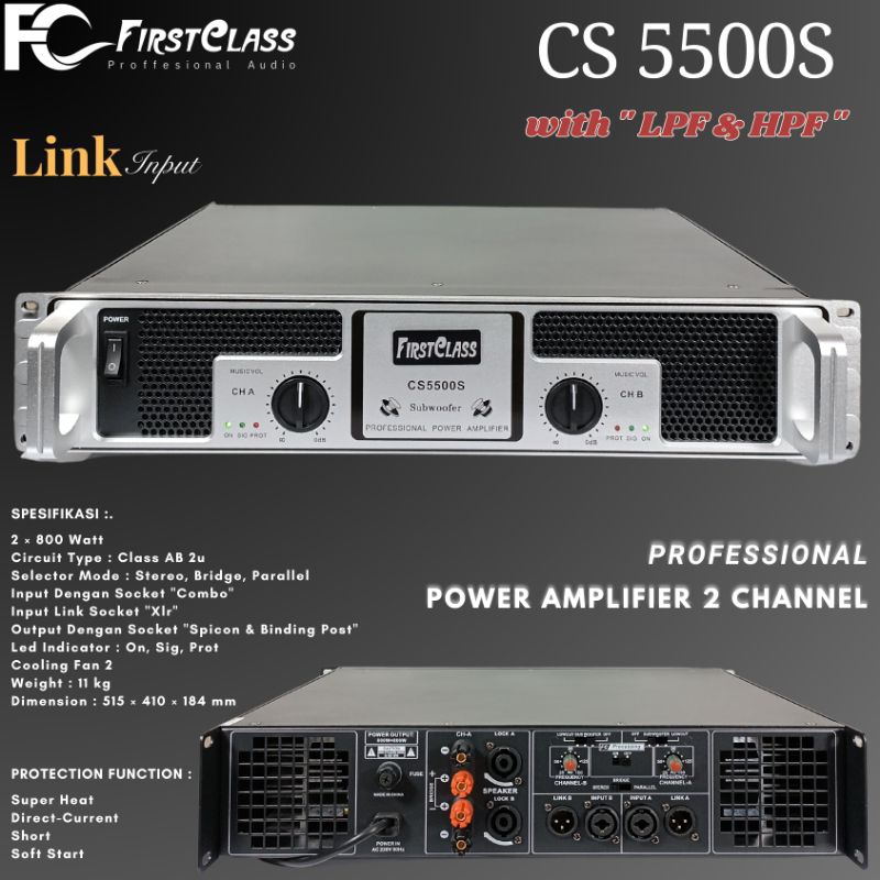 jual FIRSTCLASS POWER AMPLIFIER CS5500S FIRST CLASS CS5500 S