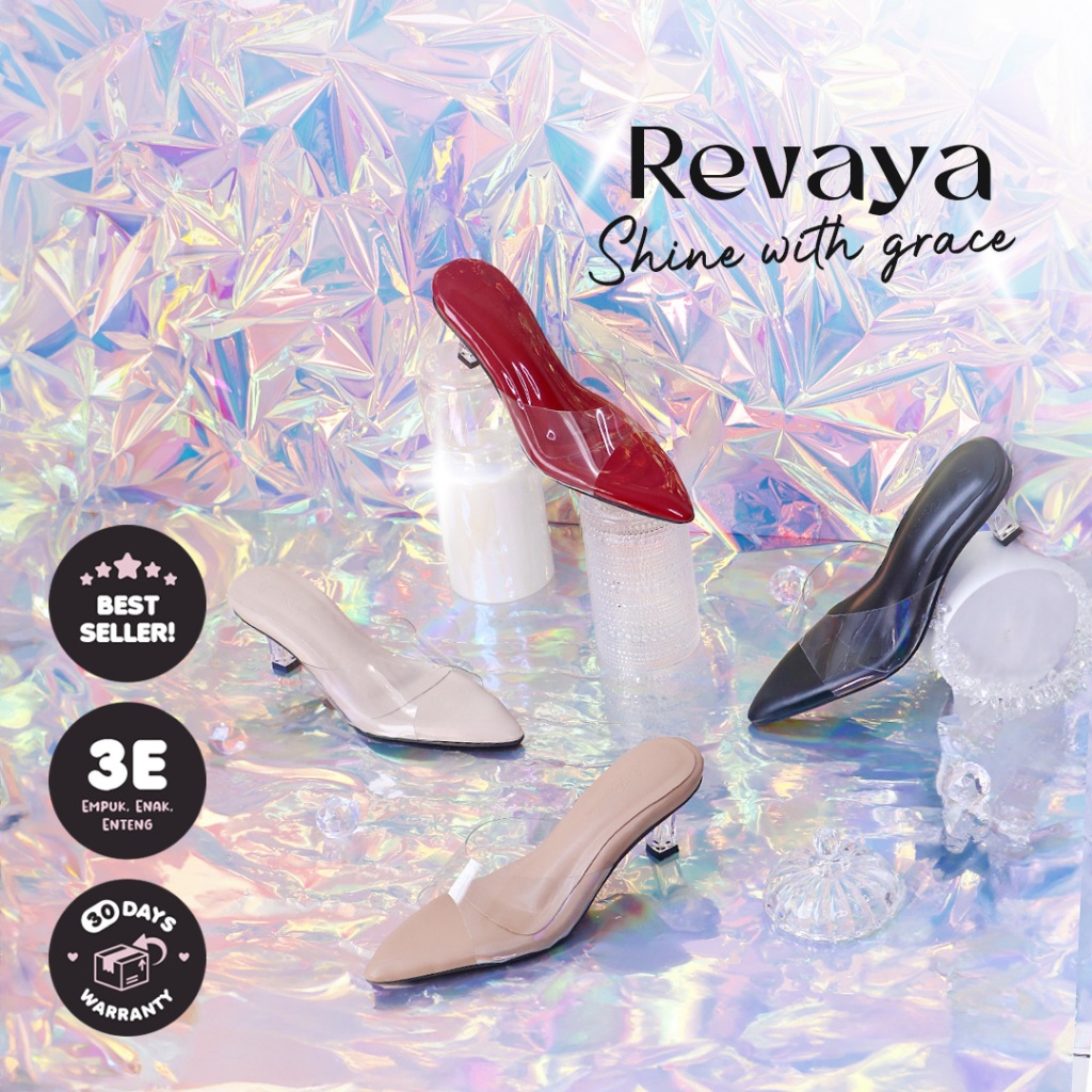 Alivelovearts x Reveline - Revaya Heels 5cm | FREE HAMPERS set | Sandal Transparant Heel MIka Wanita