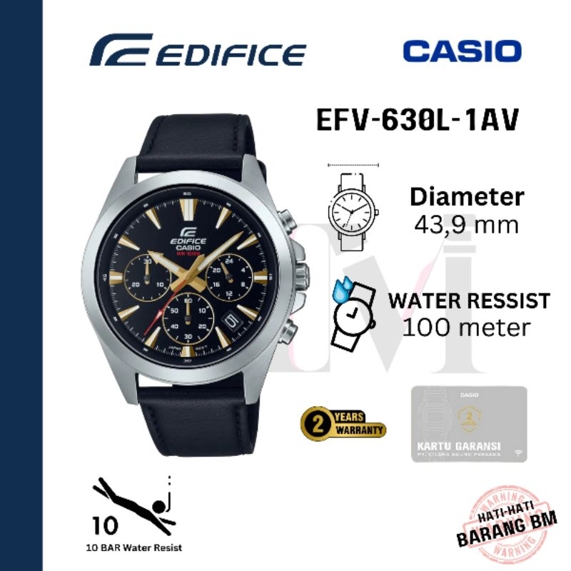 CASIO EDIFICE EFV-630L-1AVUDF Jam Tangan Pria Original Analog Chronograph Antiair EFV-630L-1AV EFV-6