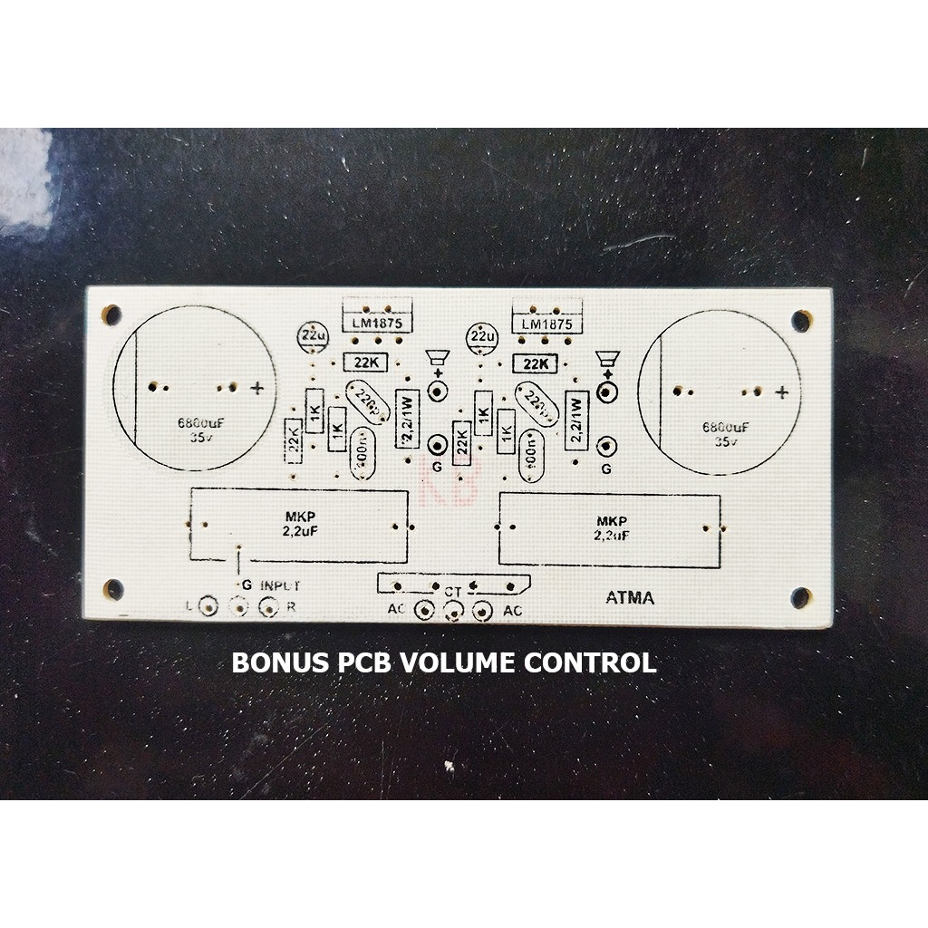 PCB Stereo Gainclone Amplifer LM1875 TDA2050 Menyatu Dengan PSU Langsung Sambung Trafo Bonus PCB Vol