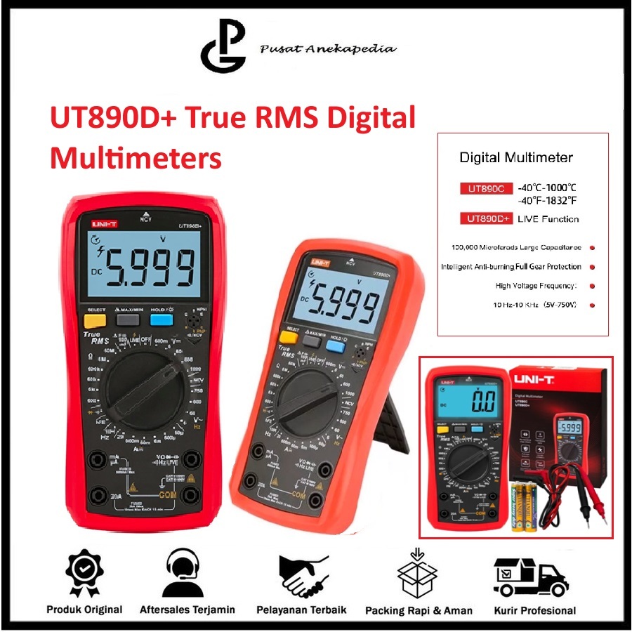 UNI-T UT890D+ True RMS Digital Multimeters - UT890D+ Alat Ukur Digital Multimeter
