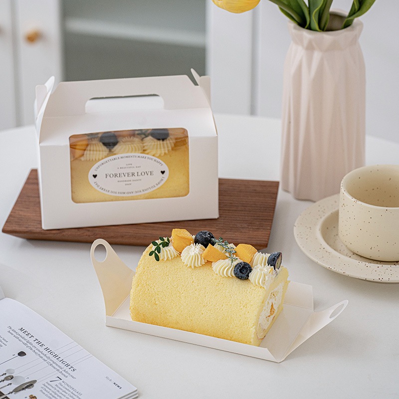 Box mika kue dengan tentengan + alas kue box cake ulang tahun dengan pegangan roll cake spiku lapis 