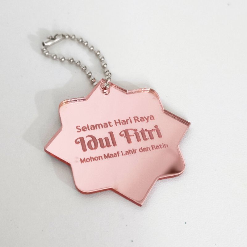 Hang tag idul fitri akrilik rose gold