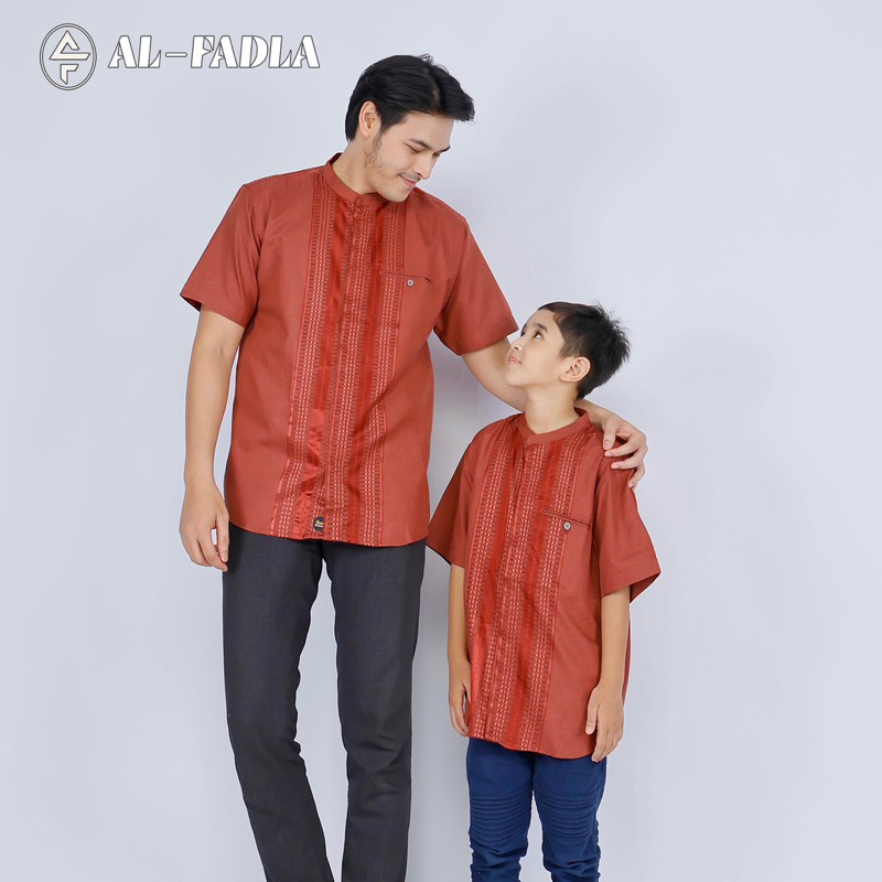AL FADLA - Kemeja Koko Salur Lengan Pendek Dad & Boy