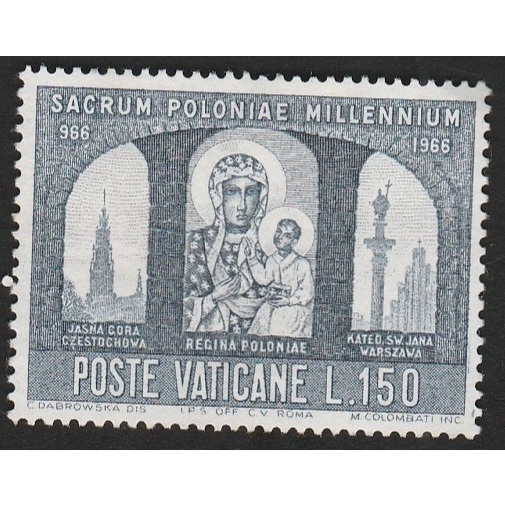 

A 11255 SATU BUAH PRANGKO VATICAN TEMA SACRUM POLONIAE MILLENIUM 966-1966 DENGAN KONDISI BELUM ADA CAP
