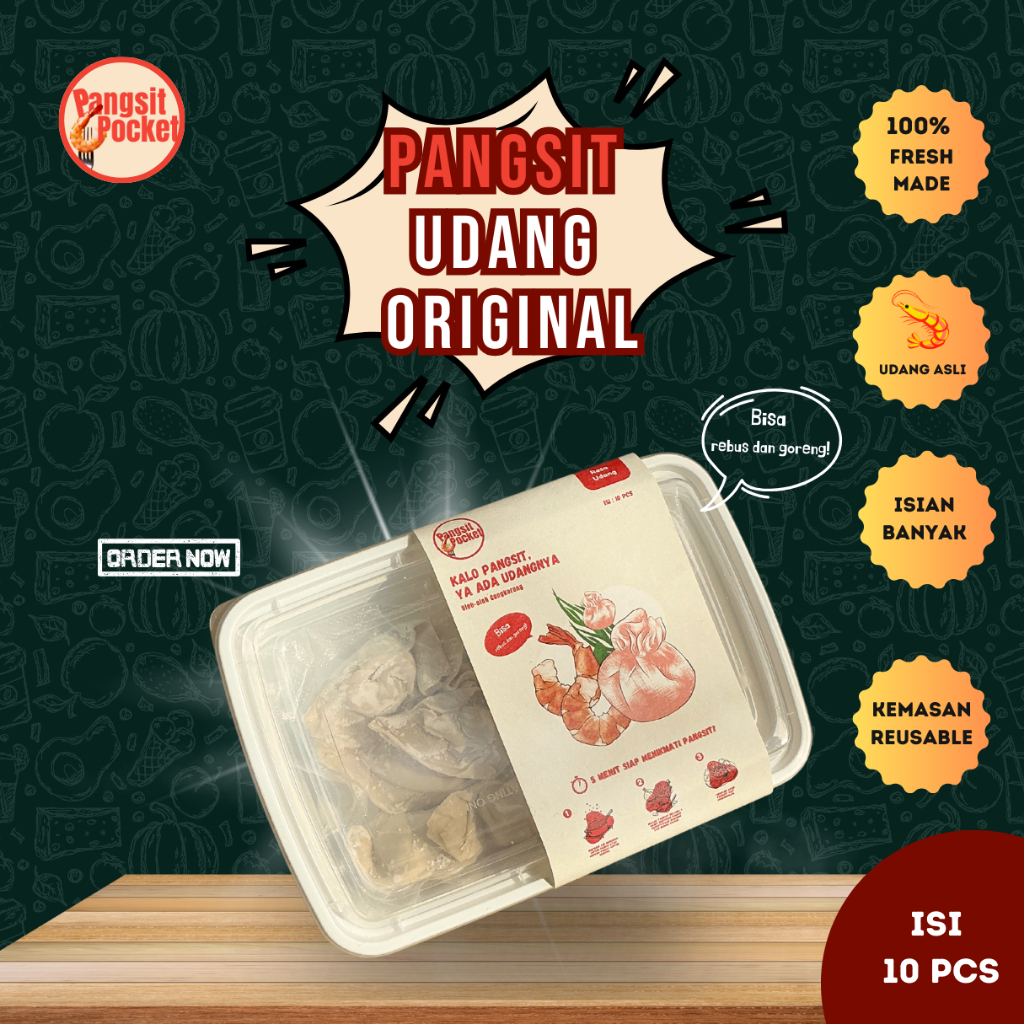 

Pangsit Pocket rasa Udang Original 10 pcs oleh-oleh Cengkareng Jakarta bahan premium