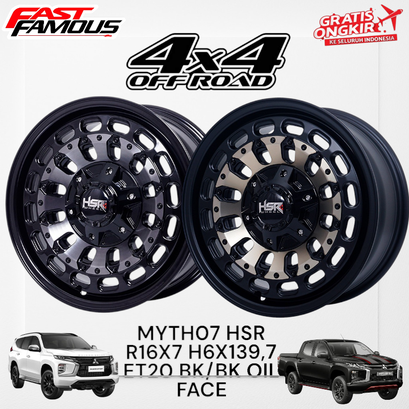 velg hsr myth07 ring 16 baut 6 mobil pajero fortuner triton hilux terrano dll