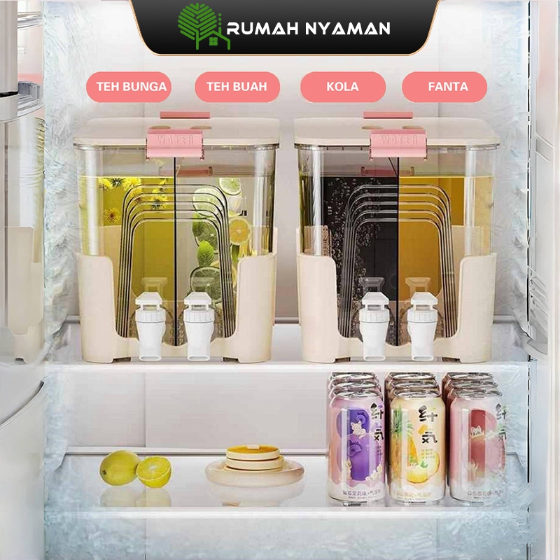 Dispenser Air Panas Dingin 6.5L Murah Kran 2in1 Area Buah 2 Filter Tangki Modern Pas Kulkas Portable