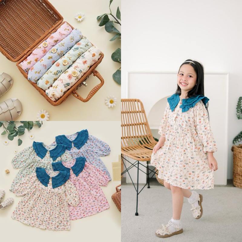 DAISY DRESS Midi Baju Rok/Terusan/Gaun Motif Bunga Anak Perempuan