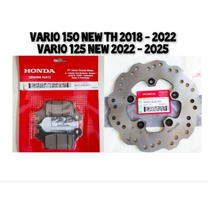 Piringan Cakram Depan K59/35+Kampas Rem Depan K59 (Disk FR Brake+Ped set FR) Vario 150 New 2018-2022