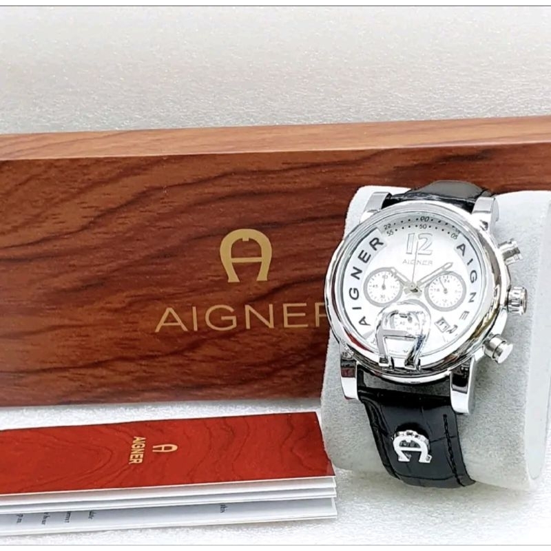 Jam Tangan Pria Aigner Kulit Sporty Chrono Super Premium