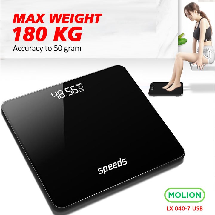 MOLION SNI  Timbangan Badan Digital Max 180kg Scale Display Kaca Mini Original Impor 040-7