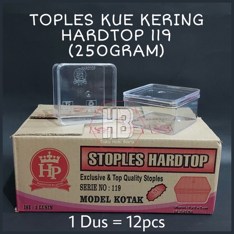 [1 Dus = 12 Pcs] Toples Hardtop 119 / Stoples Kue Kering 250gr / Toples Kue Hampers 250 gram
